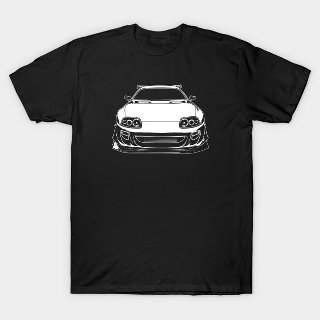 White GR Supra MK4 Sketch Art T-Shirt by DemangDesign